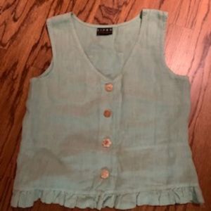 Linen aqua sleeveless v neck vest top